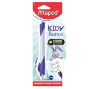 Maped – Stylo effaçable Kidy Learn – Lapin, gomme intégrée, rechargeable, ergonomique – Bleu