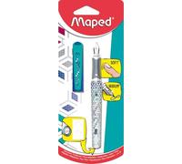 Maped - Stylo Plume à encre à cartouche - Stylo plume Bleu à encre rechargeable - Design ergonomique et Belle écriture - Coloris Bleu