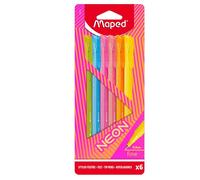 Maped - Stylos Feutres Pointe Fine 0.4mm NEON - Maped - Pointe Douce et Résistante - Vert. bleu. rose. corail. orange. jaune