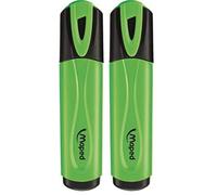 Maped - Surligneur Fluo’Peps Classic - Surligneur encre fluo - Coloris vert - Pointe biseautée (Lot de 2)