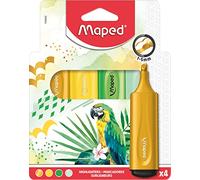 Maped - Surligneurs extra souples et flexibles FLUO PEPS THÈMEN x4 - Résultat de marquage parfait, même sur des surfaces inégales - Clip sur le capuchon - 3 thèmes différents : océan, tropical,