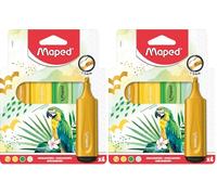 Maped - Surligneurs extra souples et flexibles FLUO PEPS THÈMEN x4 - Résultat de marquage parfait, même sur des surfaces inégales - Clip sur le capuchon - 3 thèmes différents : océan, tropical,