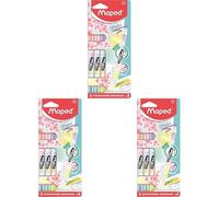 Maped - Surligneurs Fluo Duo x3 - 2 surligneurs en 1 - Coloris pastels assortis : orange, jaune, rose, bleu, violet et vert - Blister carton recyclable (Lot de 3)