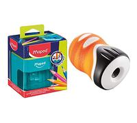 Maped - Taille-Crayon électrique à piles - 1 trou Diamètre Standard 6 à 8 mm - Avec réservoir - Bicolore & Taille-crayons Clean Grip - Taille-Crayons avec Réservoir -Taille-crayons propre - 1 trou