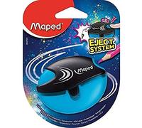 Maped - Taille-Crayon Galactic - 1 Trou - Taille-Crayon avec Réservoir + Éjecte-Mine - Coloris Bleu