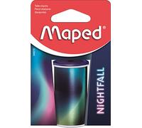 Maped - Taille-Crayons Canette En Métal Avec 1 Trou Pour Crayons Standards - Taille-Crayon Avec Réservoir - Décor Nightfall - Emballage Recyclable 046015 Bleu