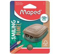 Maped Taille-crayons Smiling Planet - 50% fibre de bois certifié FSC, ergonomique, 2 trous