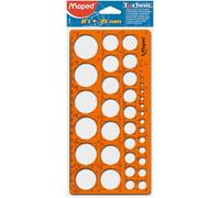 Maped - Trace-Cercles Pairs et Impairs de 1 à 35 mm - 39 Cercles - Règle 22 cm - Pochoir Technic - Antichoc - Normographe Rond - Pour Tout age