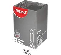 Maped Trombones Bureau 30 mm - Attache Lettre 30 mm en Acier Galvanisé Qualité Supérieure avec Bout Chevron - pour maintenir des feuilles - Gris Argenté - Boîte de 1000