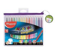 Maped - Feutres Long Life - 15 feutres ultra-lavables longue durée, pointe moyenne, trousse zippée