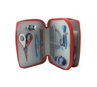 Maped - Trousse scolaire Garnie 2 Etages - 34 Pièces Fournitures Scolaires - Stylo, gomme, Taille-Crayon, Ciseaux, Compas, Crayon à Papier Hb, Crayons de Couleur, Feutres, Kit de Traçage - Cars