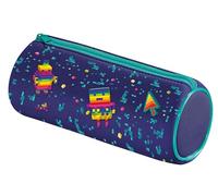 Maped - Trousse Ronde PIXEL PARTY - Trousse Scolaire en Néoprène, Tissu Doux Anti-Déchirures - Trousse Bleu