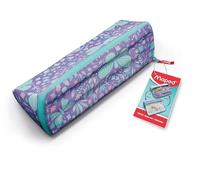 Maped - Trousse Scolaire Réversible Personnalisable, Ouverture XXL, Triangulaire 22 x 6cm, Côté A Colorier, Pastel Papillon Paillette