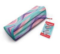 Maped - Trousse Scolaire XXL Personnalisable Réversible - Côté A Colorier - Grande Ouverture Pratique - Triangulaire 22 x 6cm - Pastel Wavy Tissu Doux