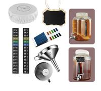 Mapeoes Kombucha Kit d'accessoires de brassage avec housse en coton, bande de température, bandelettes de test pH et entonnoir en acier inoxydable pour bocaux existants (fermenteur non inclus)