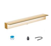 MAPFei Cascade déversoir Personnalisable en Acier Inoxydable de 20 à 200 cm avec Tube Souple et connecteur en PVC for piscines et Jardins(Golden,180cm)