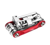 MAPHRWZ Kit de réparation de cyclisme multifonction 11 en 1, clé hexagonale, tournevis, outil de réparation pliable rouge