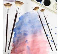 MAPHRWZ Lot de 6 pinceaux en éventail pour peinture artistique, poils en nylon importés, manches en bois massif, virole en métal, aquarelle, acrylique, gouache, corps, visage,