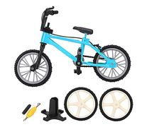 MAPHRWZ pour Axial SCX10 D90 D110 1/10 RC Crawler, Mini-moto en alliage reconfigurable avec pneus amovibles, câble de frein, design rétro à double tige, jouet éducatif (Bleue)