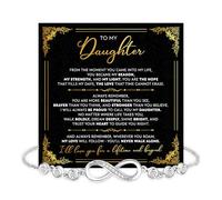 Mapileng Bracelet « To My Daughter » de la part de maman et papa avec message sincère et boîte élégante, bracelet pour fille, bijou cadeau pour femme de la part de mère père pour l'obtention d'un