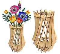 Mapille 2pcs Vase en Bois pour Fleurs Puzzle Présentoir 3D Vase Lego Fleurs Artificielles Plantes Support en Bois Bouquet Lego Roses Tulipes Tournesol Décoration