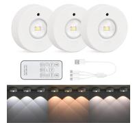Mapille 3PCS Lampe de Placard avec Telecommande, Rechargeable Spot Led Sans Fil, Éclairage de vitrine, RGB Dimmable Lampes Armoire Veilleuse pour Escalier Miroir Cuisine Vitrines Cabinet