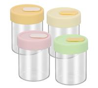 Mapille 4 Bocaux en Verre Borosilicate 400 ml avec Couvercles en Silicone, Résistants au Micro-Ondes, Four et Congélateur, Idéal pour Overnight Oats, Yaourt, Confiture, Meal Prep - Non Hermétiques