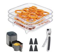 Mapille Carrée Air Fryer Rack Empilable en Acier Inoxydable, 20cm Grilles pour Friteuse, Griller Rack Air Fryer Accessoires pour Barbecue, Four, Air Fryer Déshydrateur Rack Grill Rack Air