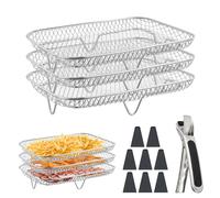 Mapille Grille de Cuisson 3 Niveaux en Acier Inoxydable pour Friteuse à Air, Accessoires Air Fryer Compatible avec Ninja AF300EU/AF400EU/Cookwise, Idéal pour Frites, Viande, Légumes