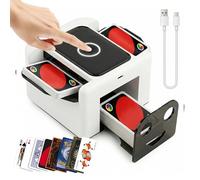 Mapille Mélangeur de Cartes Automatique,Melangeur de Carte électronique,Mélangeur Carte 1-2 Ponts,Mode Auto et Manuel,Rechargeable 2400mAh,pour Poker,Phase 10,Skip-Bo,Blackjack (M5L-W)