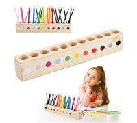 Mapille Porte Crayon de Couleur en Bois,41x5x7 cm 11 Compartiments Organisateur de Crayon,Porte-crayons Bureau pour Pinceaux D'art,Rangement pour Crayons de Couleur pour École Maison Studio D'art (A)