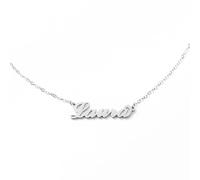 MAPIMANIA - Collier personnalisé prénom Laura couleur argent, bijoux acier inoxydable femme avec pendentif, cadeau fille