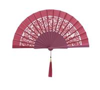 MAPIMANIA - Eventail Mariage fuchsie Pliant en Soie et Dentelle avec étui | Ventilateur de Poche Femme Elegant | Eventail Japonais | éventail brodé