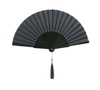 MAPIMANIA - Eventail Mariage Vert foncé Pliant en Bois et Soie avec étui | Ventilateur de Poche Femme Elegant | Eventail Japonais | éventail cérémonie