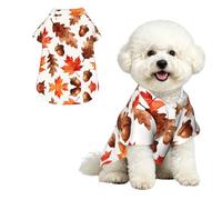Maple Acorn Fall L Chemise hawaïenne pour petits chiens - Jolie tenue d'été pour la plage - Vêtement doux et respirant avec boutons
