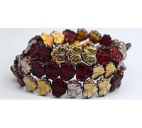 Maple Leaf Beads, Ruby Red Rose Gold Capri (90080-27101), Glass, Czech Republic (13 x 11 mm)