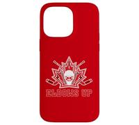 Maple Leaf Masque de Gardien de But de Hockey et bâtons Coudes vers Le Haut Canada Coque pour iPhone 14 Pro Max