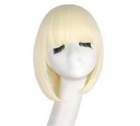 MapofBeauty 12 Pouce/30cm Femmes Bangs Neat Droites Courtes Cheveux BOBO Perruques (Léger Blond)
