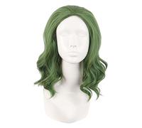 MapofBeauty 14 Pouce/35cm Movie Joker Synthétique fibre Widows Peak Perruques Cosplay Costume Fête Bouclé Vague Cheveux (Pine Vert+Herbe Vert)
