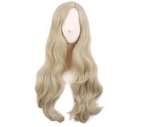 MapofBeauty 28 Pouces/70 cm Cosplay Longue Vague Bouclé Fibre Synthétique Side Bang Anime Fashion Party Perruque (Blond)