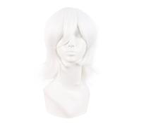 MapofBeauty 35 cm Court Cosplay Wolf Tail Fête Perruques, Blanc