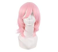 MapofBeauty 35 cm Court Cosplay Wolf Tail Fête Perruques, Léger Rose Blanc