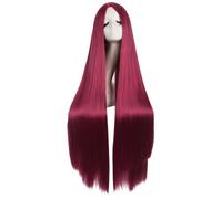 MapofBeauty 39 Pouces / 100 cm De Long En Soie Lisse Lisse Anime Perruque (Blood-Rouge)
