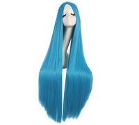 MapofBeauty 39 Pouces / 100 cm De Long En Soie Lisse Lisse Anime Perruque (Cyan Bleu)