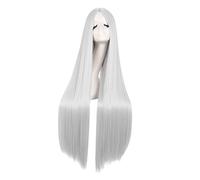 MapofBeauty 39 Pouces/100cm De Long En Soie Lisse Lisse Anime Perruque (Argent)