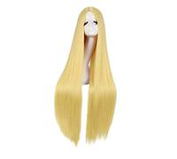 MapofBeauty 39 Pouces/100cm De Long En Soie Lisse Lisse Anime Perruque (Or)