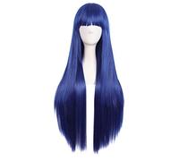 MapofBeauty 80cm/ 31 Pouce Longue Droit Femmes Droit Perruques (Sombre Bleu/Noir)
