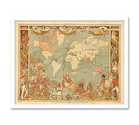 Maps British Empire 1886 Imperial Illustrated People World Wall Art Print Mur Encadré Décor 30 x 41 cm