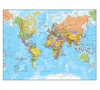 Maps International Carte du monde politique plastifiée, 59,5 x 42 cm, cartographie détaillée - Mise à jour 2025