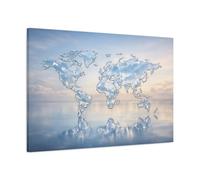 Maps World Blue And White - Canvas Wall Art Print 36×24 inch (90×60 cm) - Horizontal / 1.25 inch (3 cm)